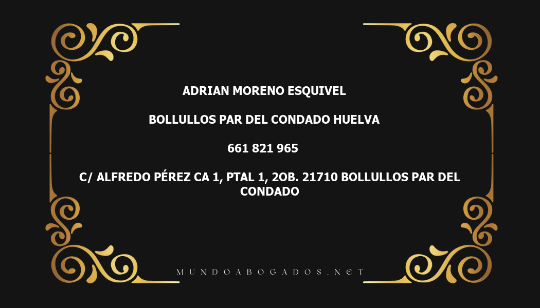 abogado Adrian Moreno Esquivel en la localidad de Bollullos Par del Condado