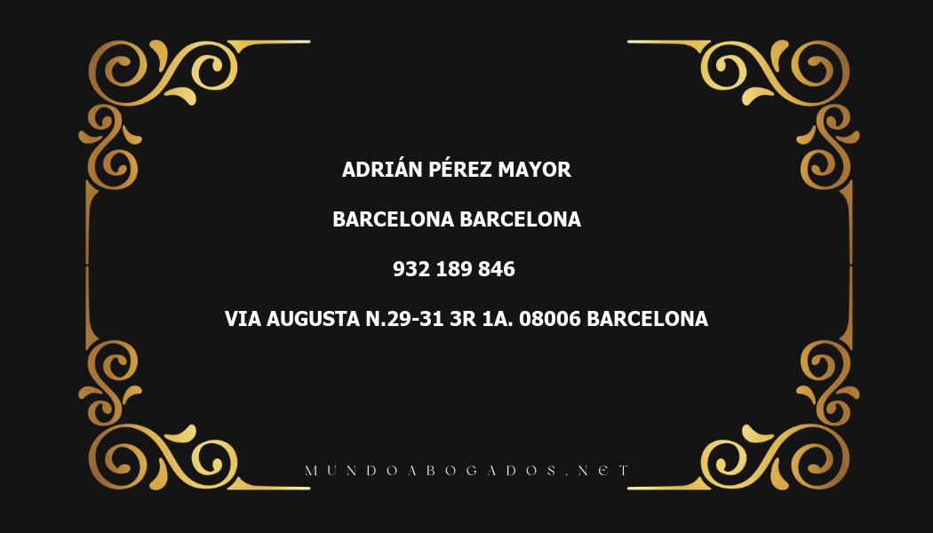 abogado Adrián Pérez Mayor en la localidad de Barcelona