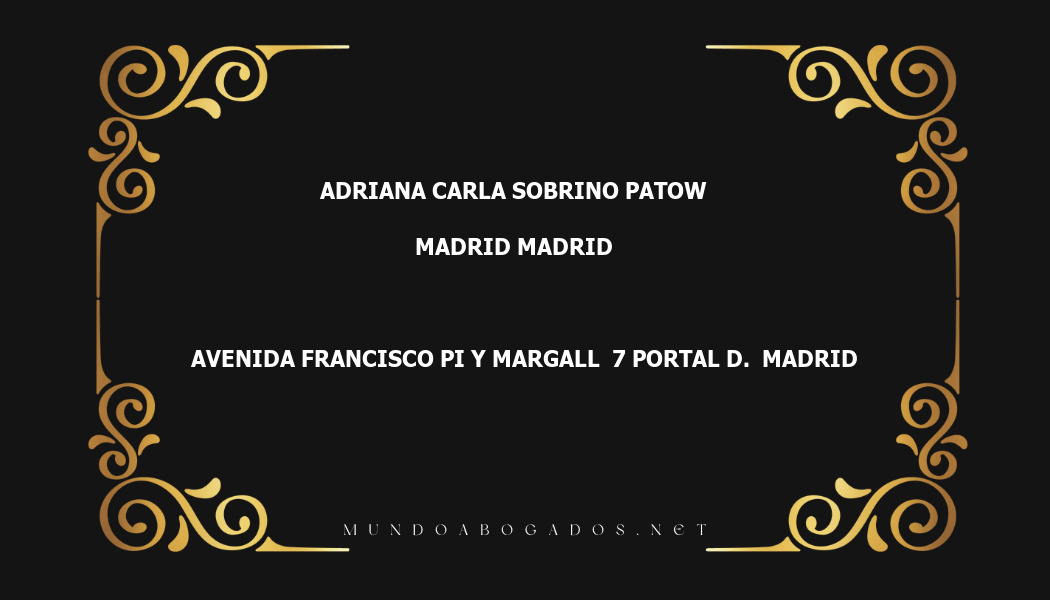 abogado Adriana Carla Sobrino Patow en la localidad de Madrid