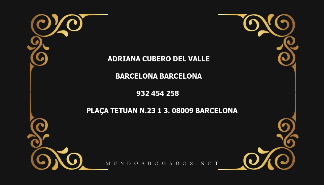 abogado Adriana Cubero Del Valle en la localidad de Barcelona