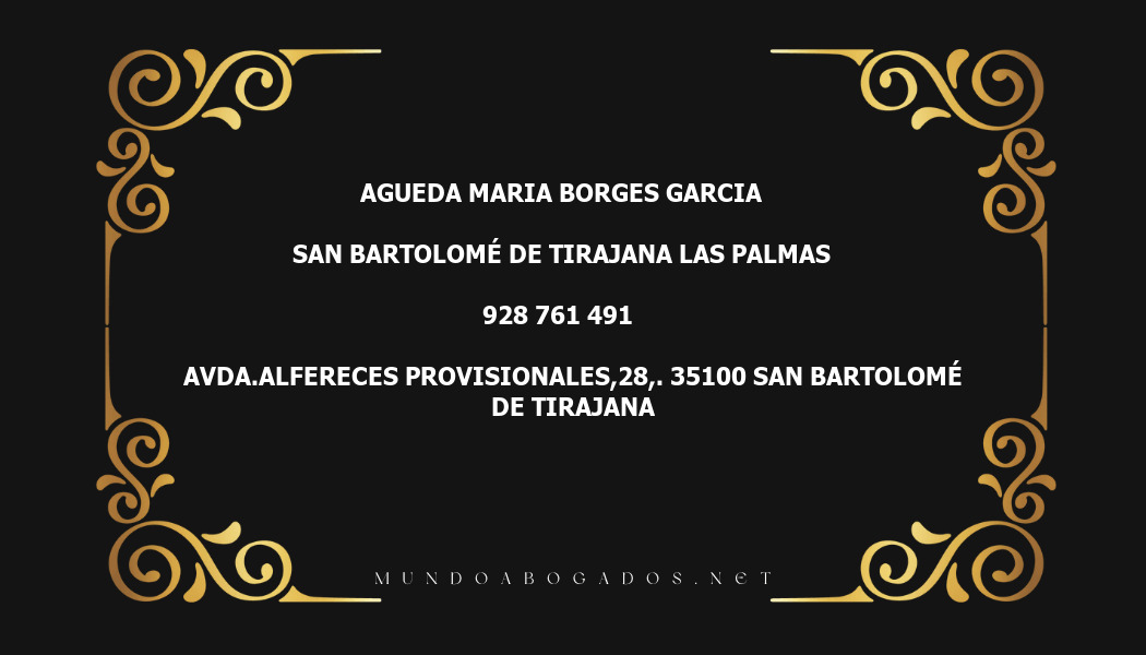 abogado Agueda Maria Borges Garcia en la localidad de San Bartolomé de Tirajana