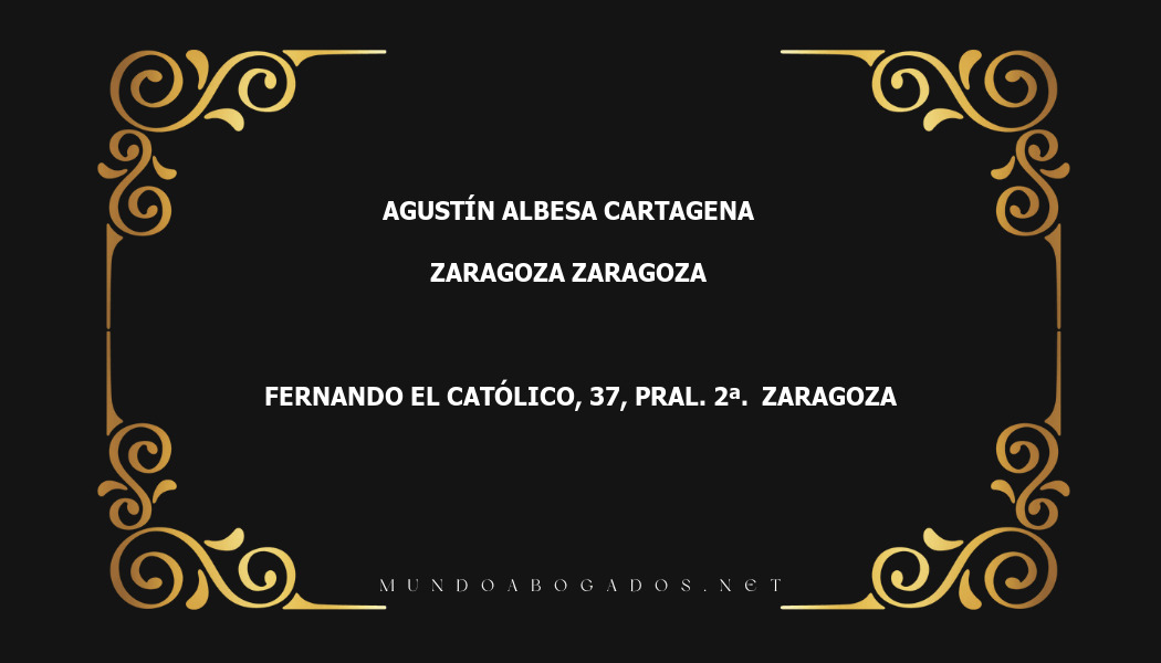 abogado Agustín Albesa Cartagena en la localidad de Zaragoza