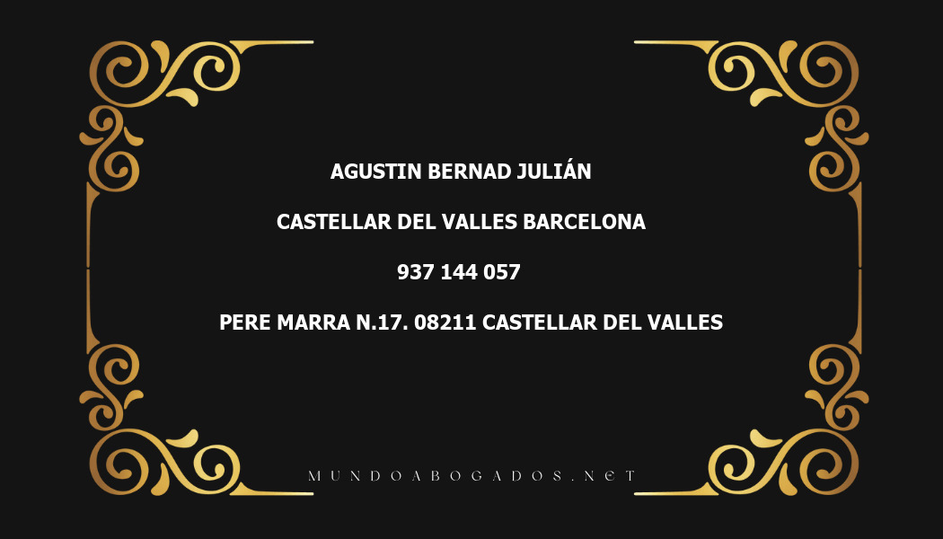 abogado Agustin Bernad Julián en la localidad de Castellar del Valles