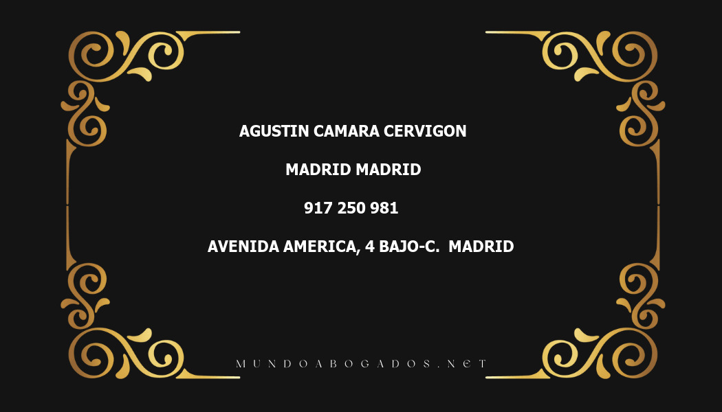 abogado Agustin Camara Cervigon en la localidad de Madrid