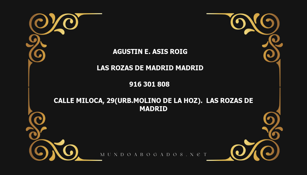 abogado Agustin E. Asis Roig en la localidad de Las Rozas de Madrid