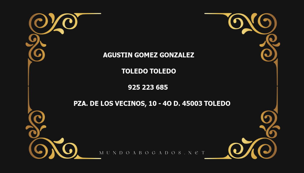 abogado Agustin Gomez Gonzalez en la localidad de Toledo