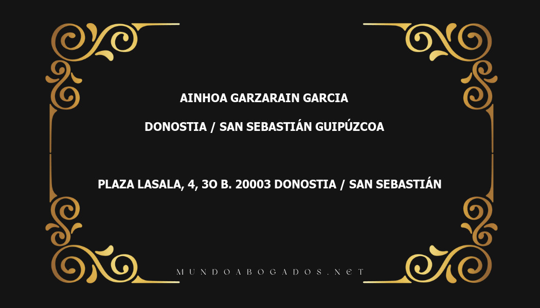 abogado Ainhoa Garzarain Garcia en la localidad de Donostia / San Sebastián