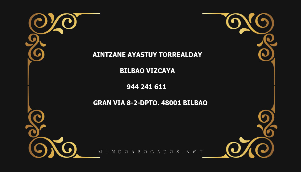 abogado Aintzane Ayastuy Torrealday en la localidad de Bilbao