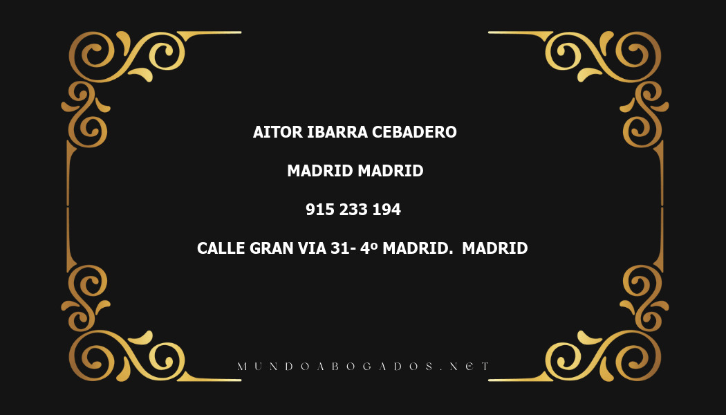 abogado Aitor Ibarra Cebadero en la localidad de Madrid