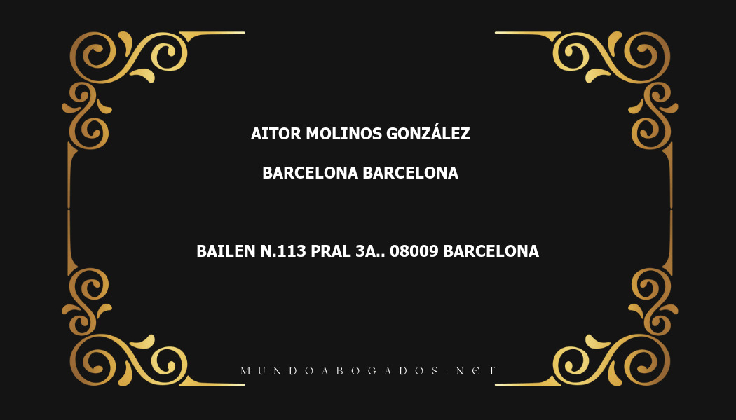 abogado Aitor Molinos González en la localidad de Barcelona