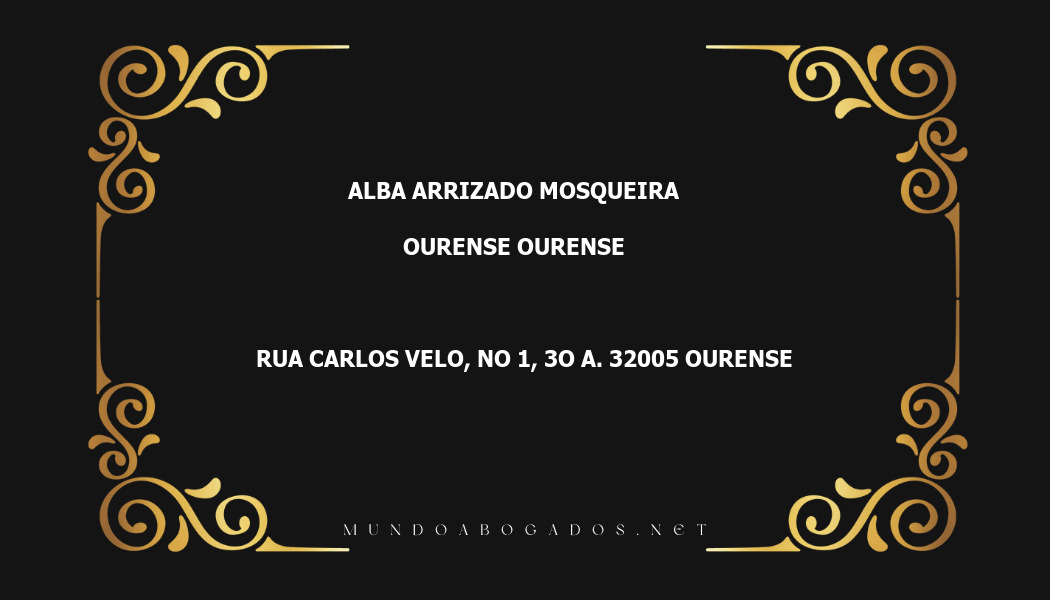 abogado Alba Arrizado Mosqueira en la localidad de Ourense