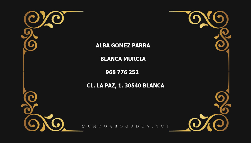 abogado Alba Gomez Parra en la localidad de Blanca