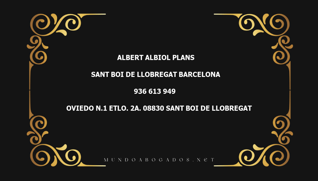 abogado Albert Albiol Plans en la localidad de Sant Boi de Llobregat