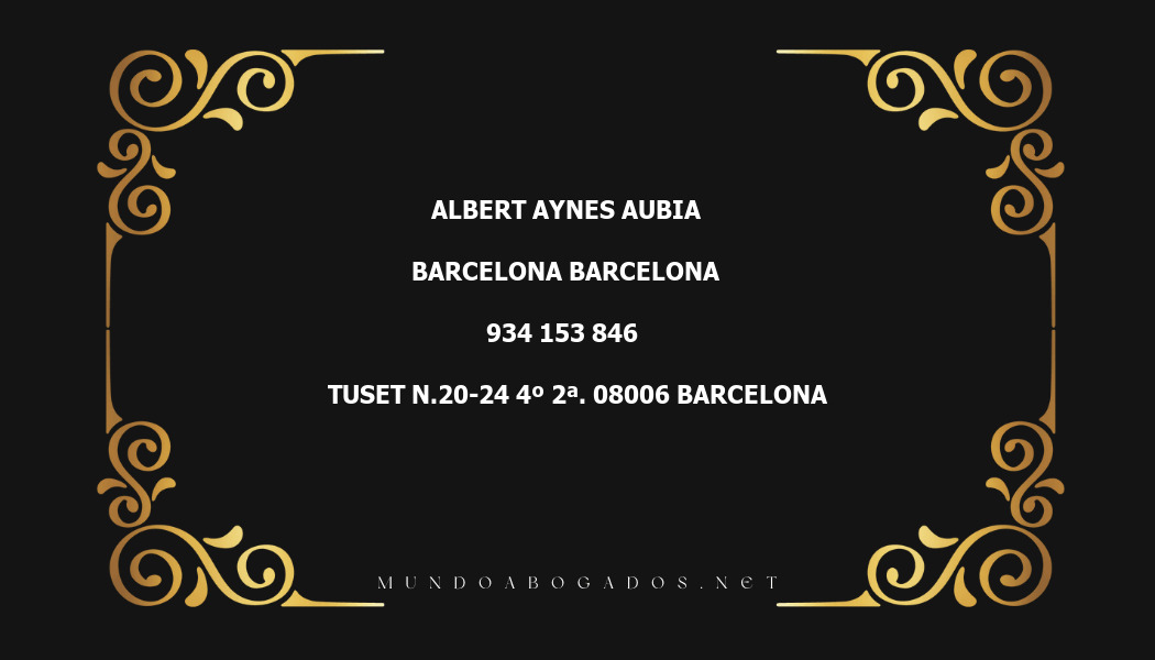 abogado Albert Aynes Aubia en la localidad de Barcelona