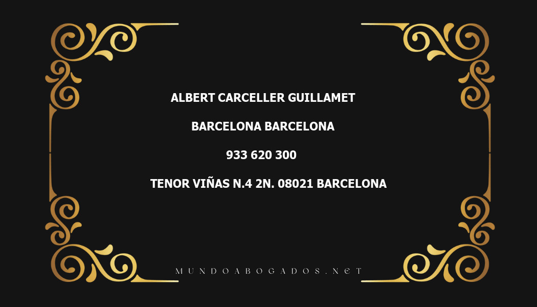 abogado Albert Carceller Guillamet en la localidad de Barcelona