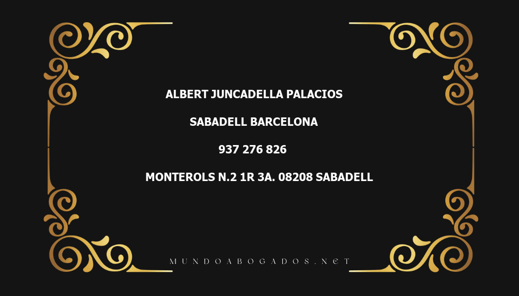 abogado Albert Juncadella Palacios en la localidad de Sabadell