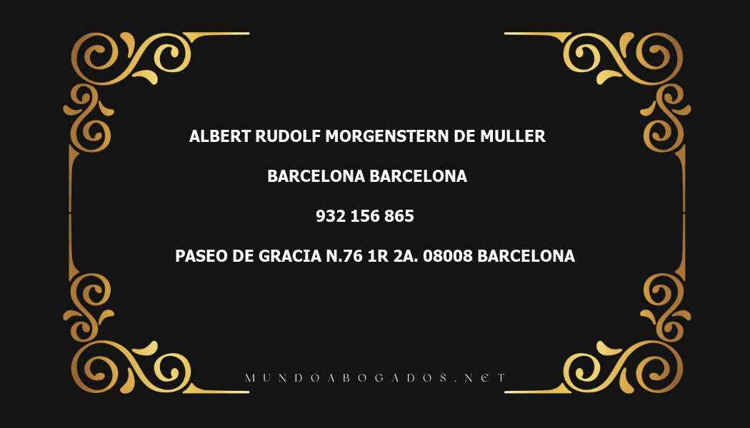 abogado Albert Rudolf Morgenstern De Muller en la localidad de Barcelona