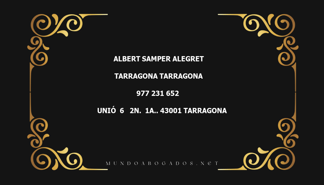 abogado Albert Samper Alegret en la localidad de Tarragona