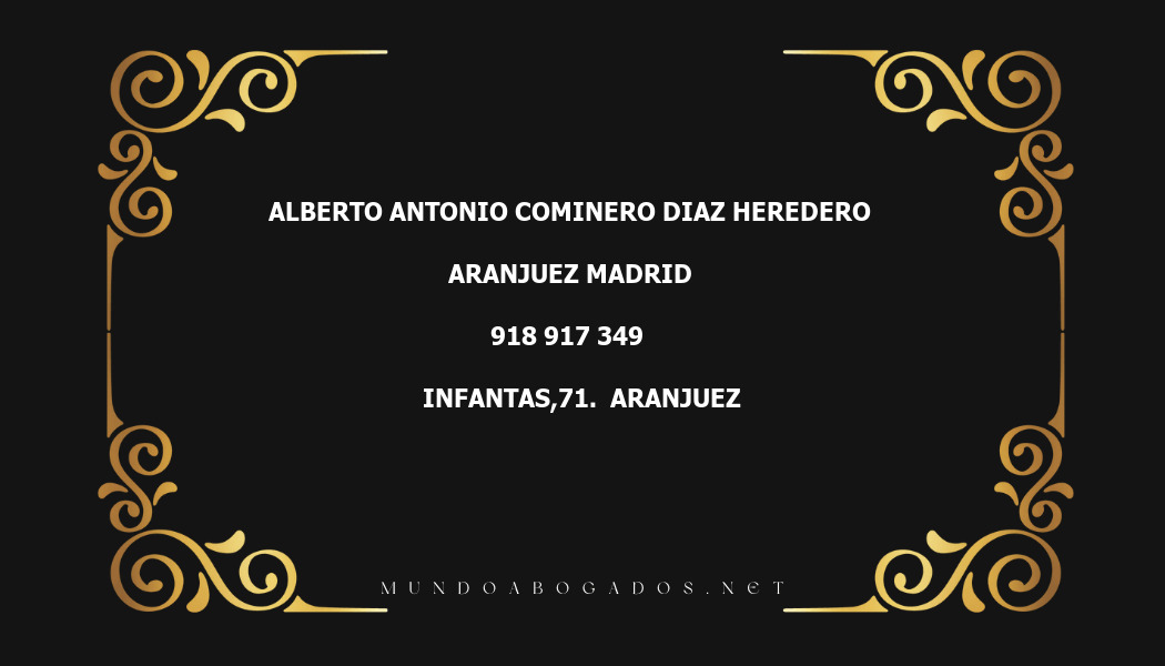 abogado Alberto Antonio Cominero Diaz Heredero en la localidad de Aranjuez