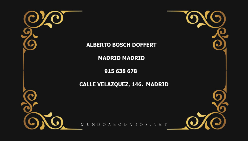 abogado Alberto Bosch Doffert en la localidad de Madrid