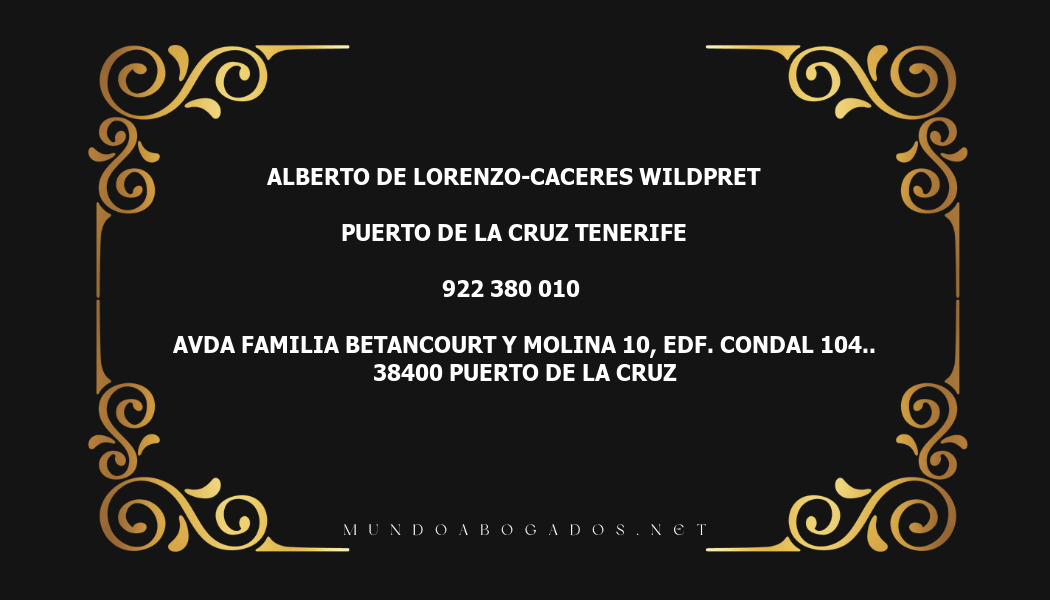 abogado Alberto De Lorenzo-Caceres Wildpret en la localidad de Puerto de la Cruz