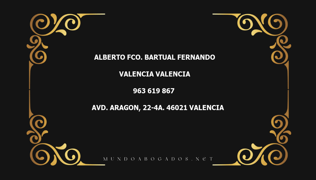 abogado Alberto Fco. Bartual Fernando en la localidad de Valencia