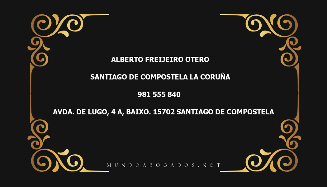 abogado Alberto Freijeiro Otero en la localidad de Santiago de Compostela