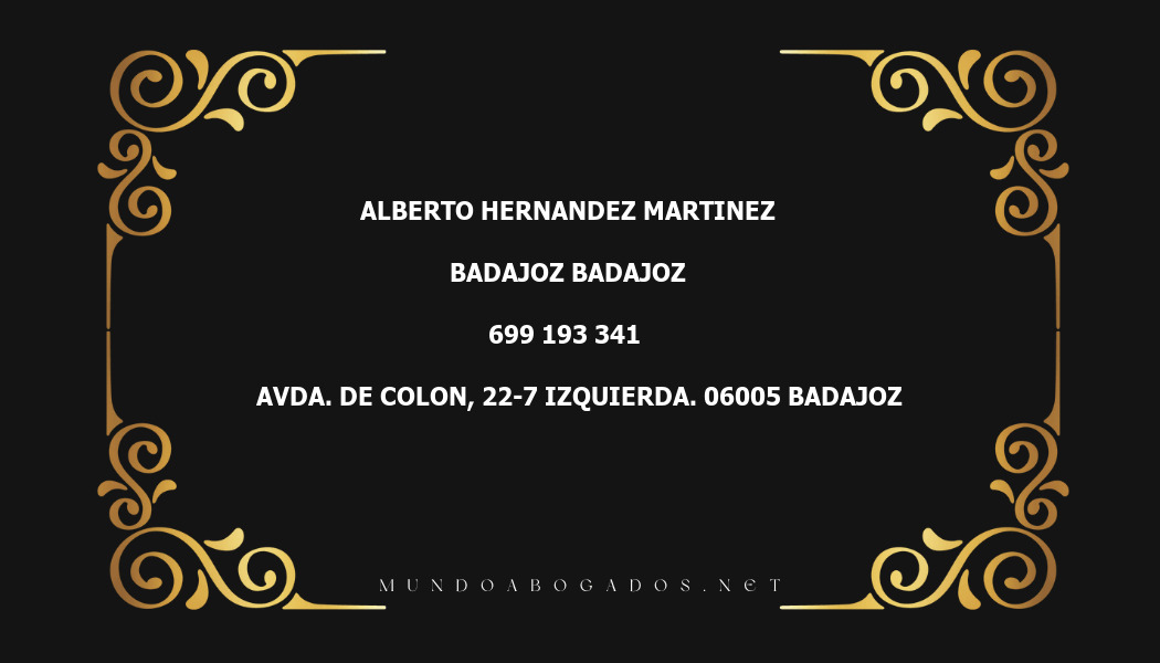 abogado Alberto Hernandez Martinez en la localidad de Badajoz