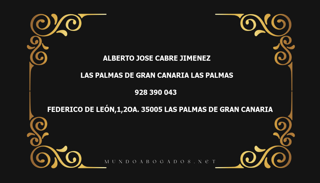 abogado Alberto Jose Cabre Jimenez en la localidad de Las Palmas de Gran Canaria