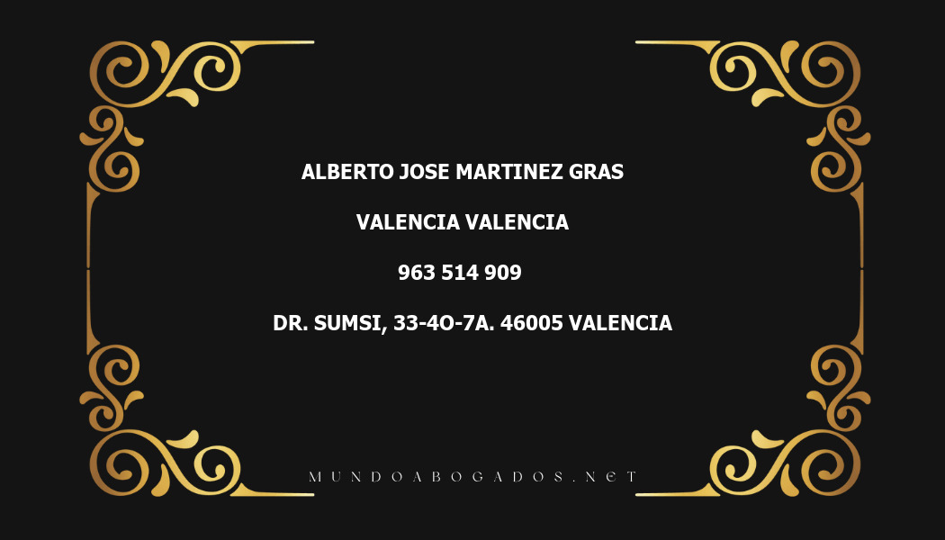 abogado Alberto Jose Martinez Gras en la localidad de Valencia