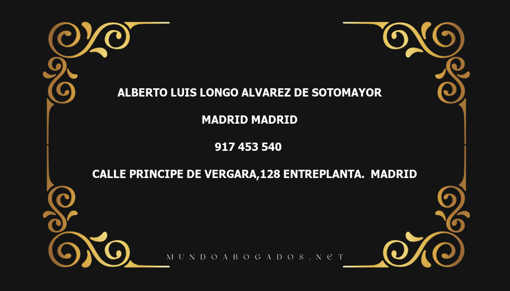 abogado Alberto Luis Longo Alvarez De Sotomayor en la localidad de Madrid