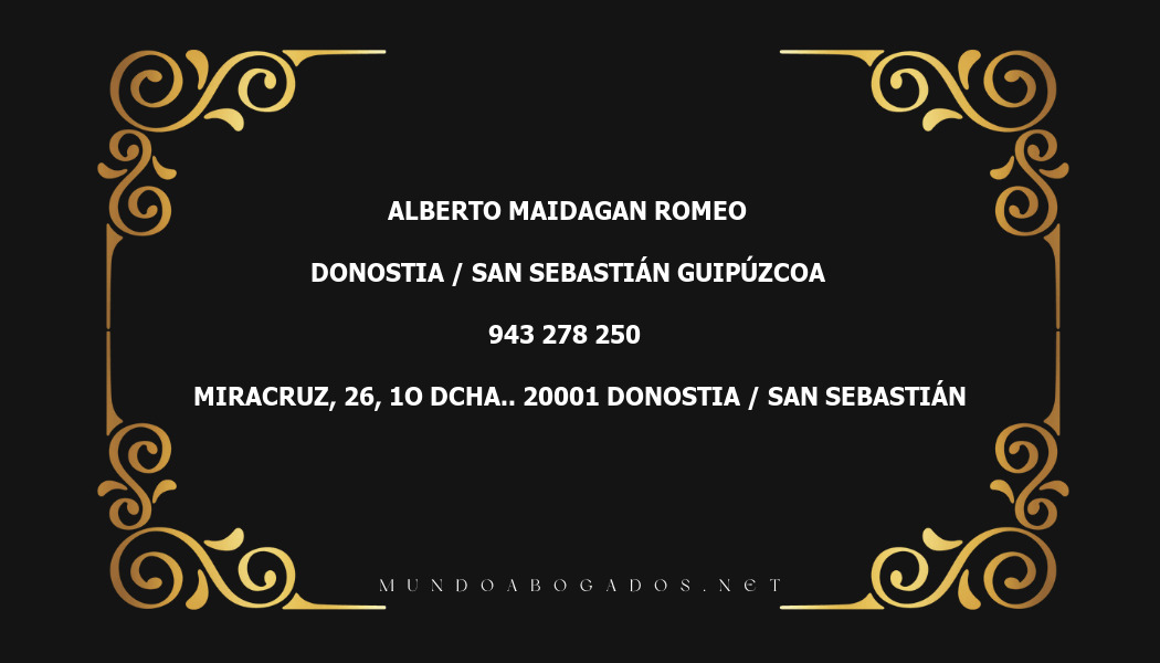 abogado Alberto Maidagan Romeo en la localidad de Donostia / San Sebastián