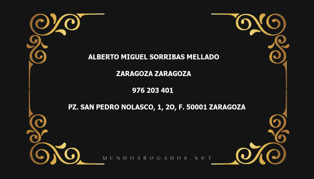 abogado Alberto Miguel Sorribas Mellado en la localidad de Zaragoza