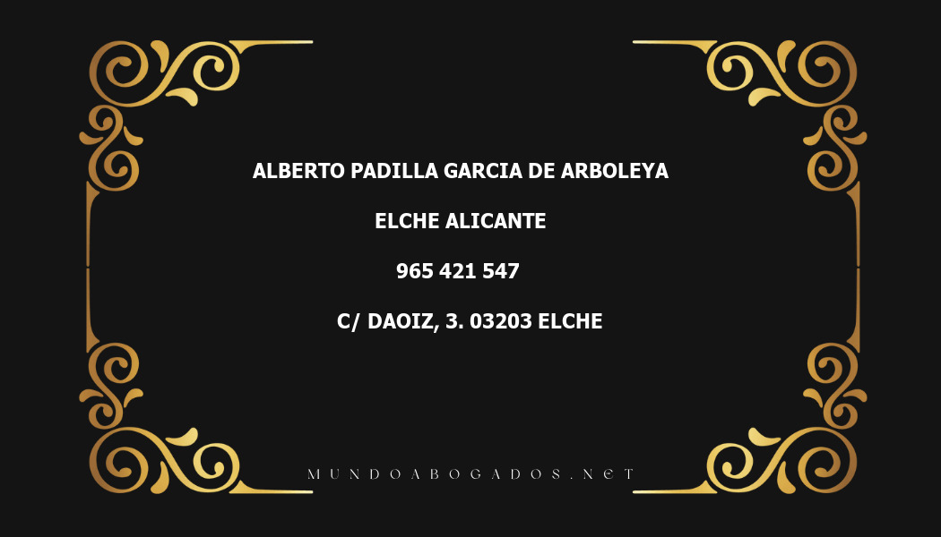 abogado Alberto Padilla Garcia De Arboleya en la localidad de Elche