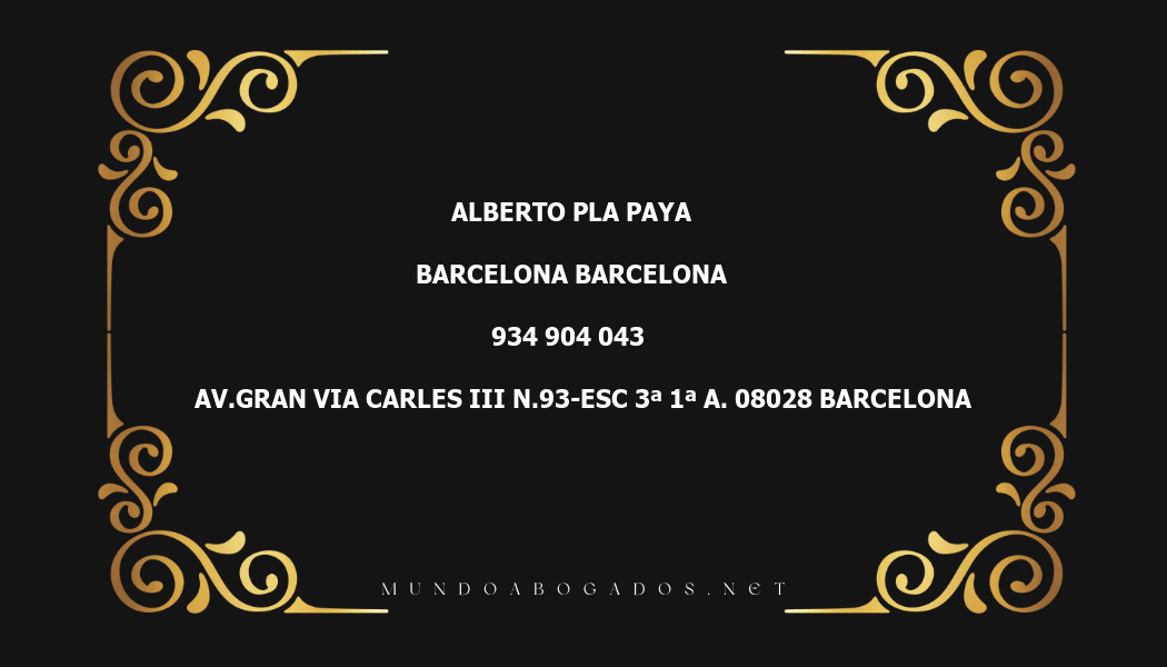 abogado Alberto Pla Paya en la localidad de Barcelona