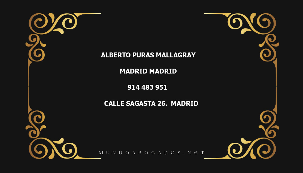 abogado Alberto Puras Mallagray en la localidad de Madrid