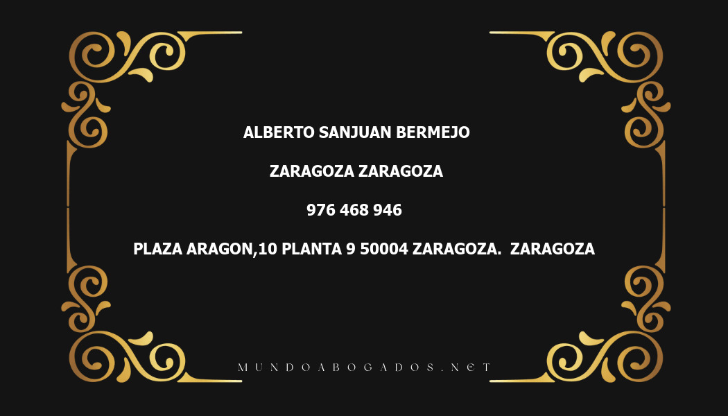 abogado Alberto Sanjuan Bermejo en la localidad de Zaragoza