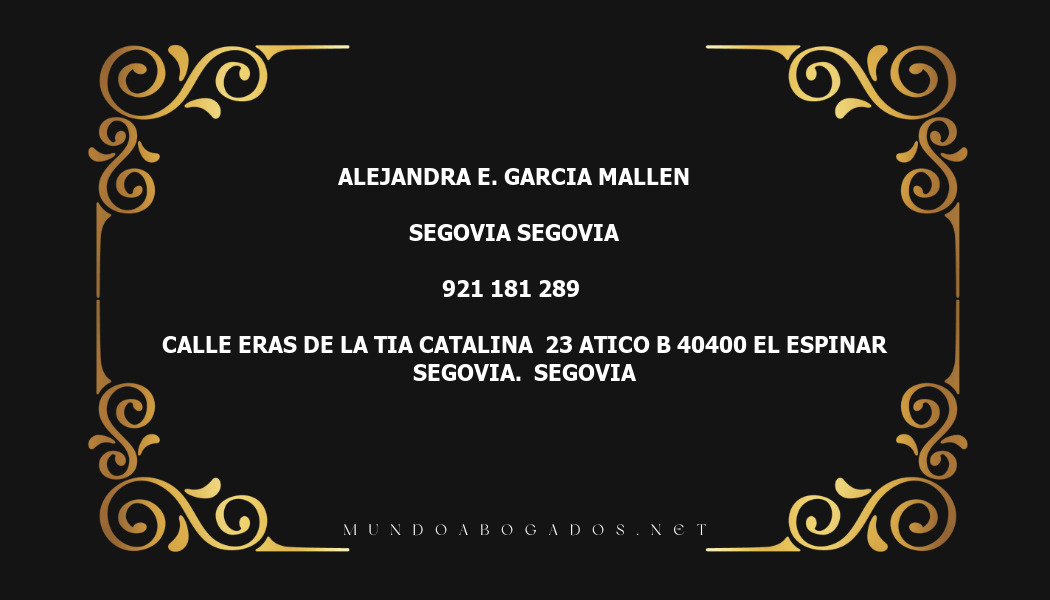 abogado Alejandra E. Garcia Mallen en la localidad de Segovia