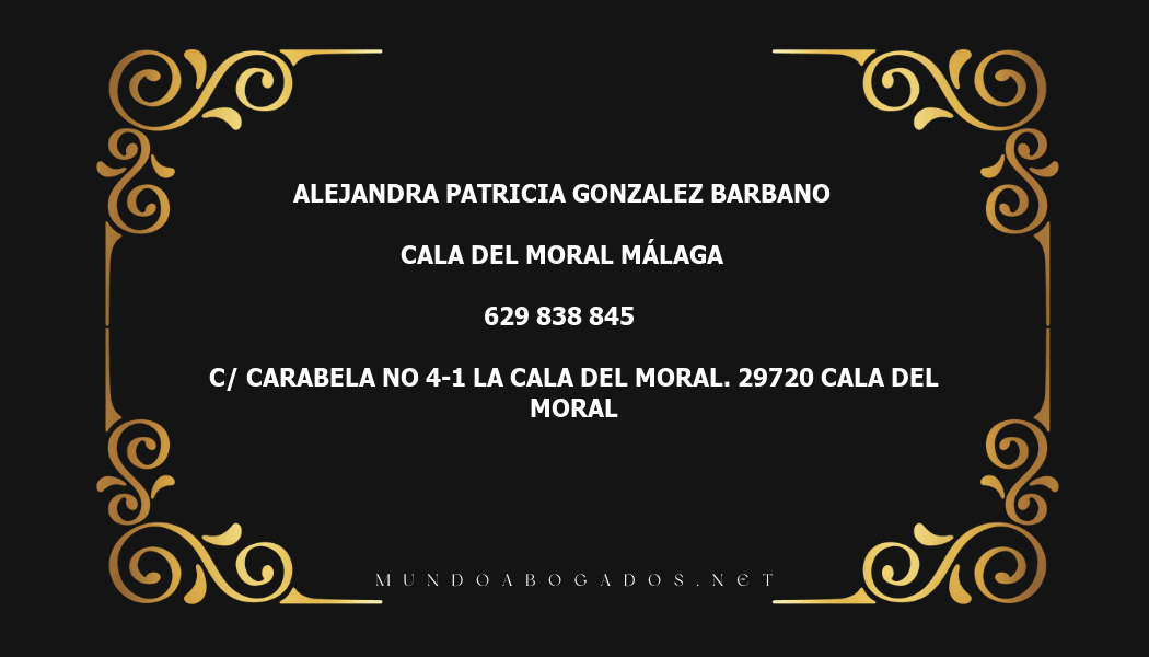 abogado Alejandra Patricia Gonzalez Barbano en la localidad de Cala del Moral