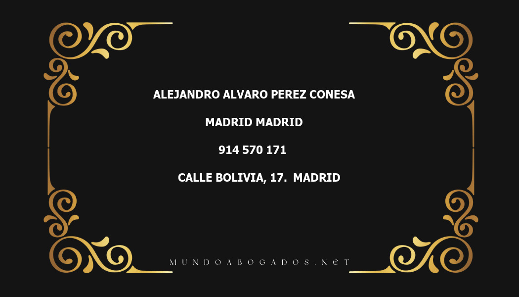 abogado Alejandro Alvaro Perez Conesa en la localidad de Madrid