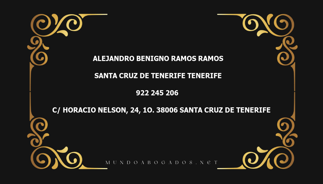 abogado Alejandro Benigno Ramos Ramos en la localidad de Santa Cruz de Tenerife