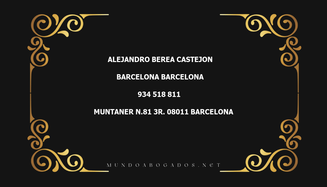 abogado Alejandro Berea Castejon en la localidad de Barcelona