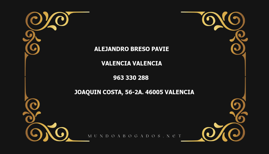 abogado Alejandro Breso Pavie en la localidad de Valencia