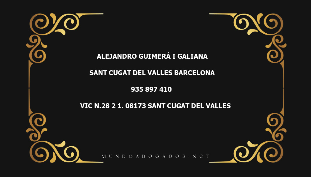 abogado Alejandro Guimerà I Galiana en la localidad de Sant Cugat del Valles