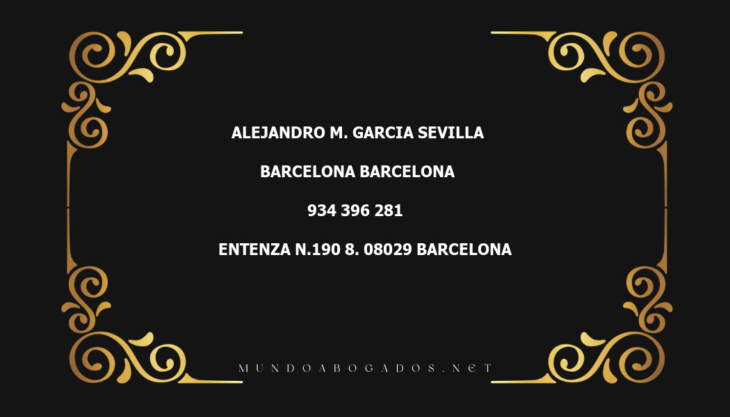 abogado Alejandro M. Garcia Sevilla en la localidad de Barcelona