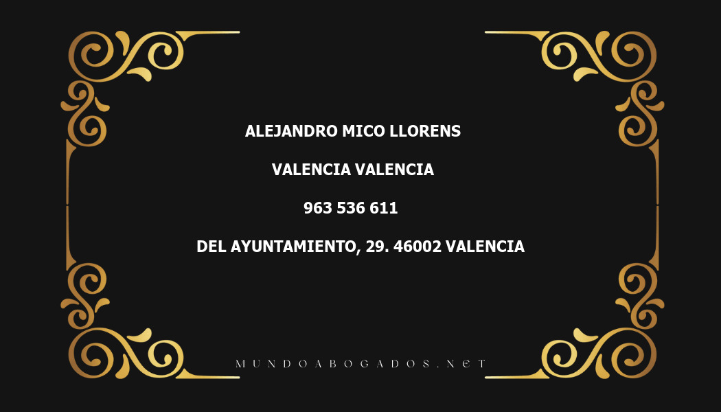 abogado Alejandro Mico Llorens en la localidad de Valencia