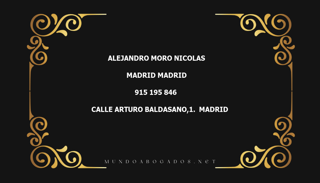 abogado Alejandro Moro Nicolas en la localidad de Madrid