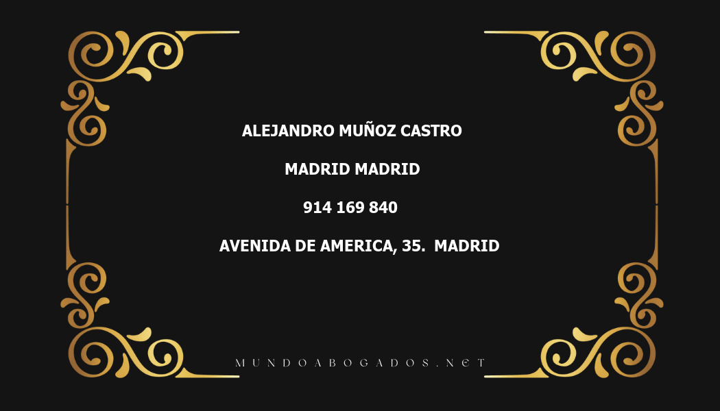 abogado Alejandro Muñoz Castro en la localidad de Madrid