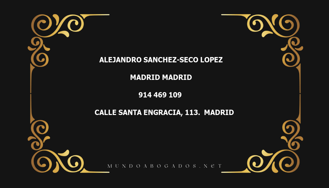 abogado Alejandro Sanchez-Seco Lopez en la localidad de Madrid