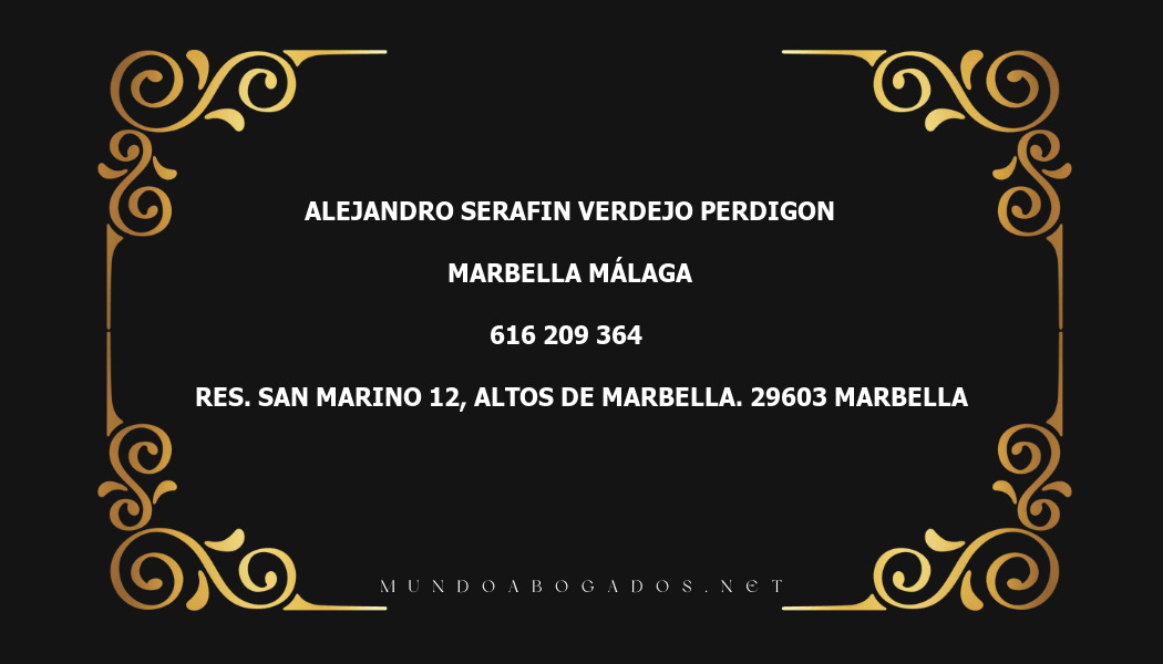 abogado Alejandro Serafin Verdejo Perdigon en la localidad de Marbella